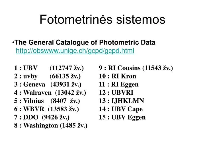 fotometrin s sistemos