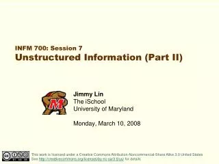 INFM 700: Session 7 Unstructured Information (Part II)