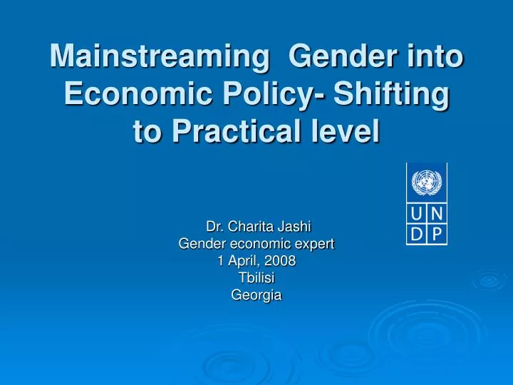 mainstreaming gender into economic policy shifting to practical level