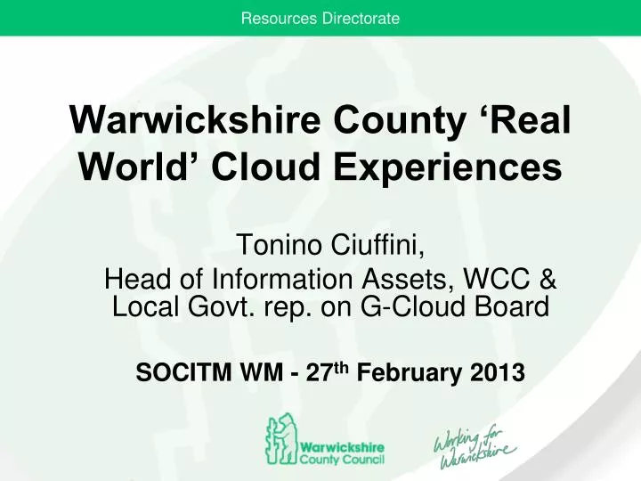 warwickshire county real world cloud experiences