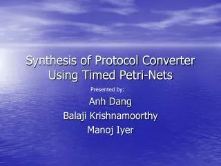 Synthesis of Protocol Converter Using Timed Petri-Nets