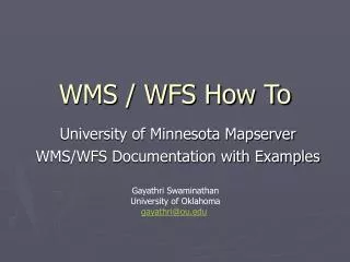 WMS / WFS How To