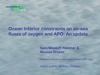 Ocean Interior constraints on air-sea fluxes of oxygen and APO: An update