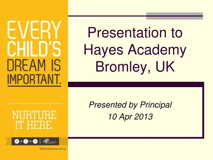 presentation to hayes academy bromley uk