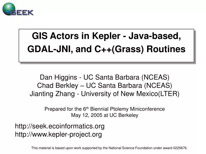 gis actors in kepler java based gdal jni and c grass routines