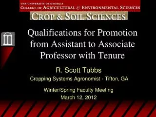 Qualifications for Promotion from Assistant to Associate Professor with Tenure