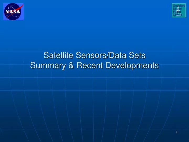 satellite sensors data sets summary recent developments