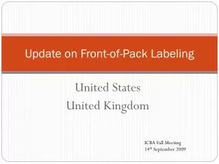Update on Front-of-Pack Labeling
