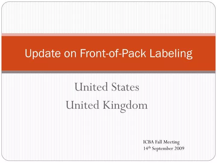update on front of pack labeling