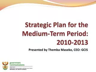 Strategic Plan for the Medium-Term Period: 2010-2013