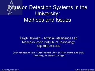 Intrusion Detection Systems in the University: Methods and Issues