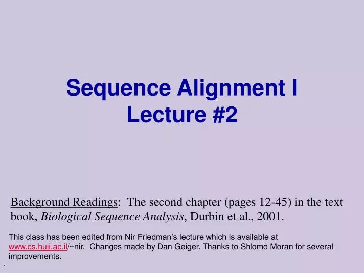 sequence alignment i lecture 2