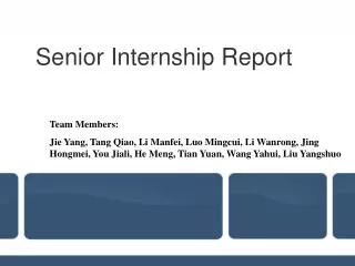 Senior Internship Report