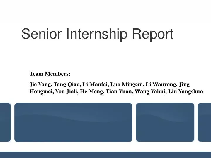 senior internship report