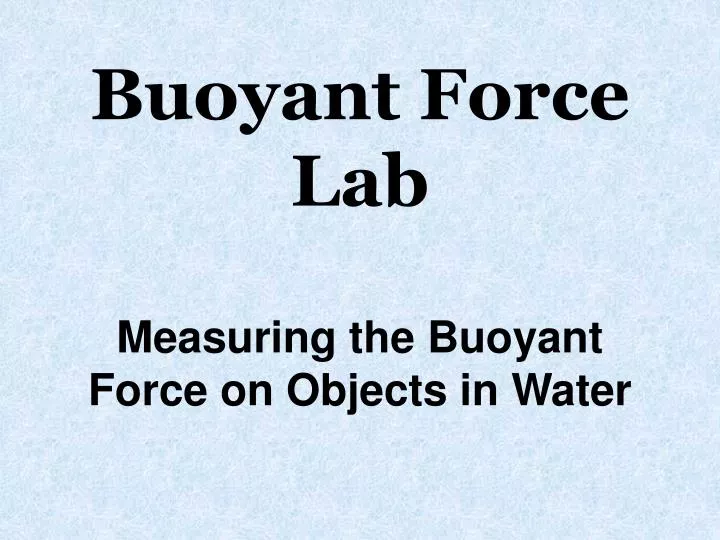 buoyant force lab