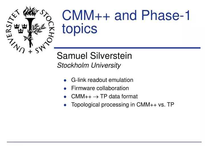 cmm and phase 1 topics