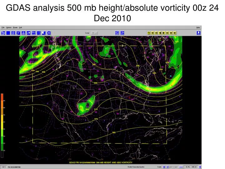 gdas analysis 500 mb height absolute vorticity 00z 24 dec 2010