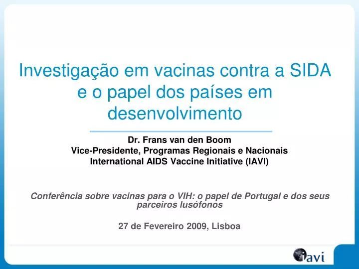investiga o em vacinas contra a sida e o papel dos pa ses em desenvolvimento