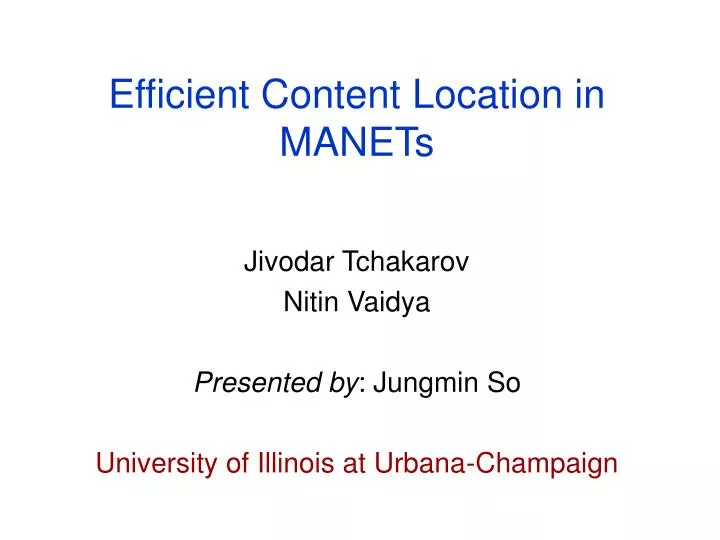 efficient content location in manets