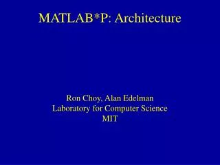 MATLAB*P: Architecture