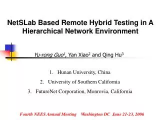 NetSLab Based Remote Hybrid Testing in A Hierarchical Network Environment