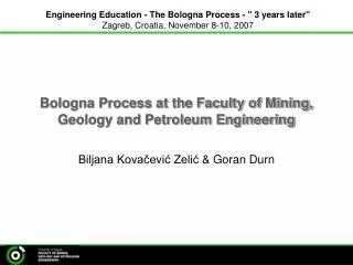 Bologna Process at the Faculty of Mining, Geology and Petroleum Engineering