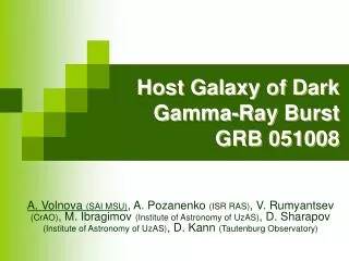 Host Galaxy of Dark Gamma-Ray Burst GRB 051008