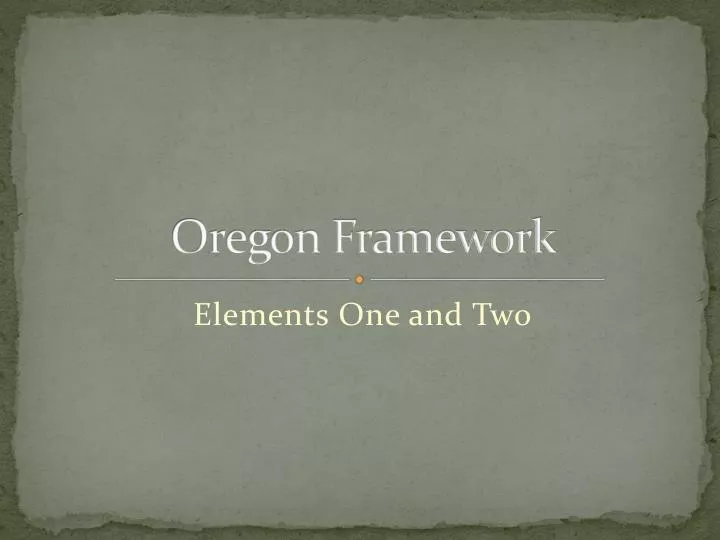 oregon framework