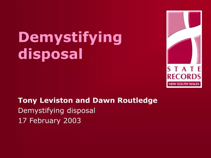 demystifying disposal