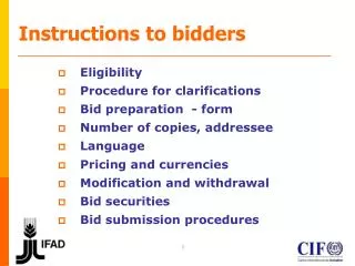 Instructions to bidders