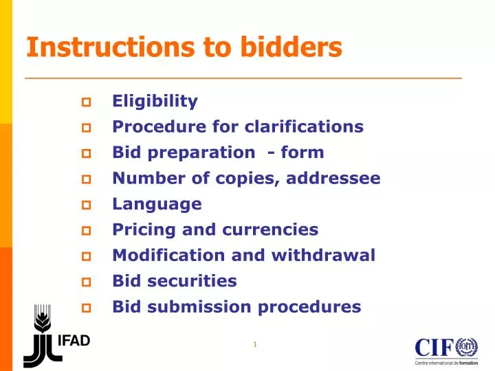 instructions to bidders