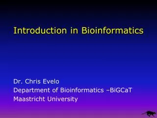 Introduction in Bioinformatics
