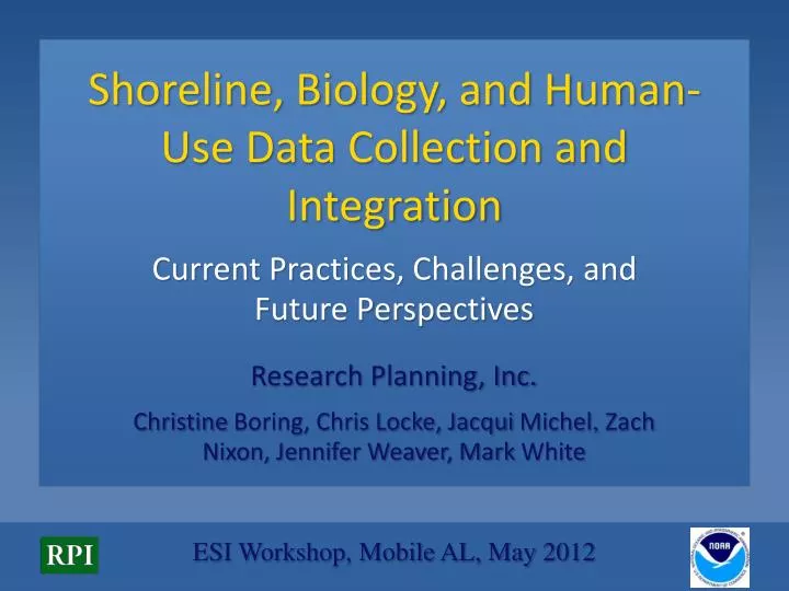 shoreline biology and human use data collection and integration