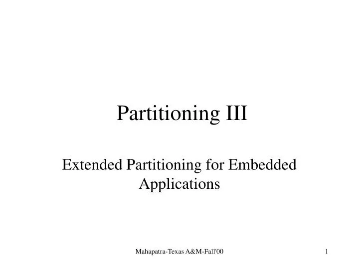 partitioning iii