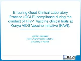 Jackton Indangasi Kenya AIDS Vaccine Initiative University of Nairobi
