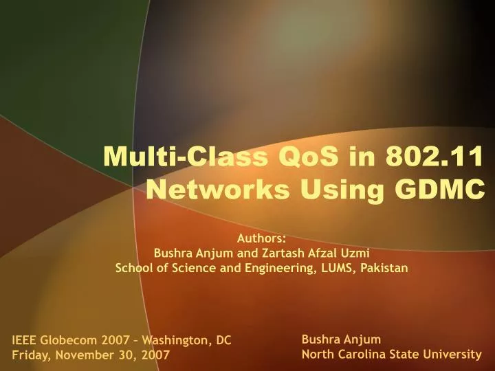 multi class qos in 802 11 networks using gdmc