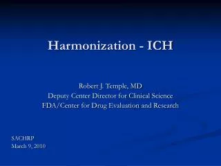 Harmonization - ICH