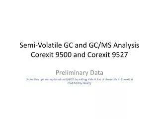 Semi-Volatile GC and GC/MS Analysis Corexit 9500 and Corexit 9527