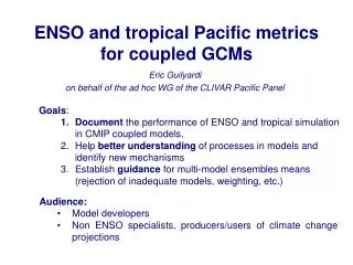 ENSO and tropical Pacific metrics for coupled GCMs