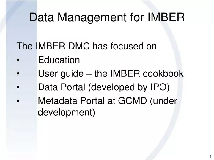 data management for imber