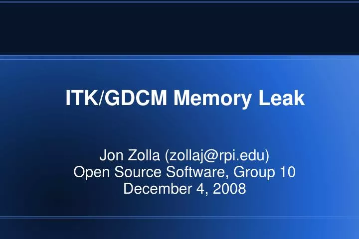 jon zolla zollaj@rpi edu open source software group 10 december 4 2008