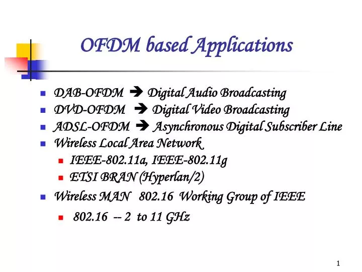 ofdm based applications