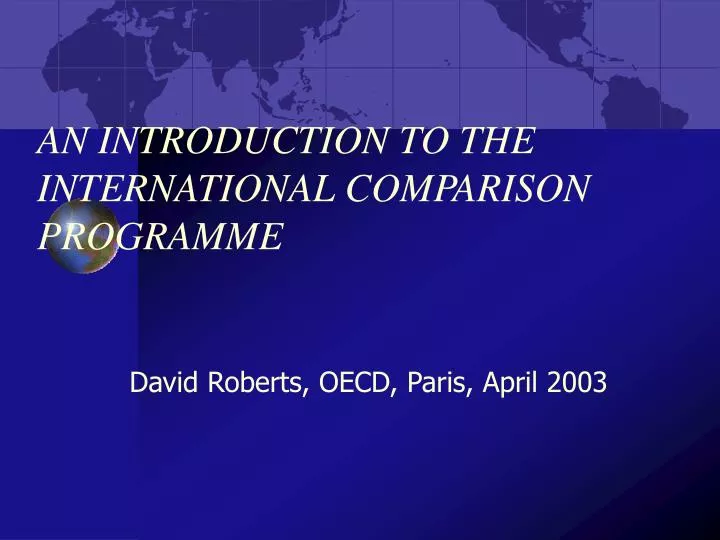 an introduction to the international comparison programme