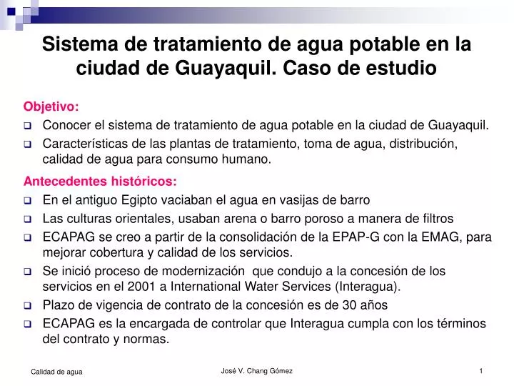 sistema de tratamiento de agua potable en la ciudad de guayaquil caso de estudio