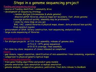 Steps in a genome sequencing project