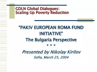 GDLN Global Dialogues: Scaling Up Poverty Reduction
