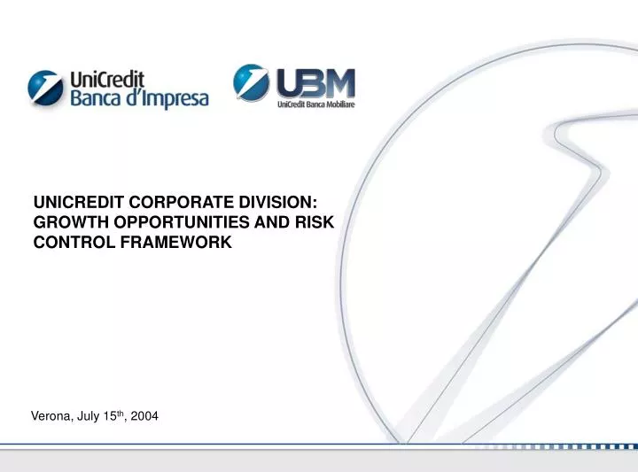 unicredit corporate division growth opportunities and risk control framework