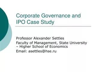 Corporate Governance and IPO Case Study