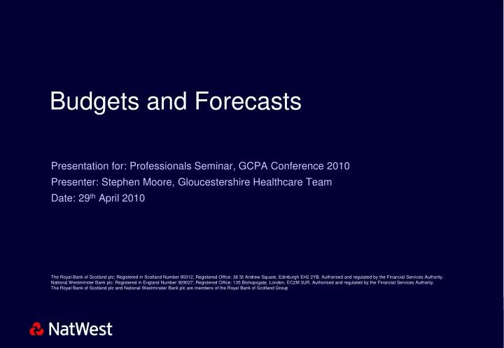 budgets and forecasts