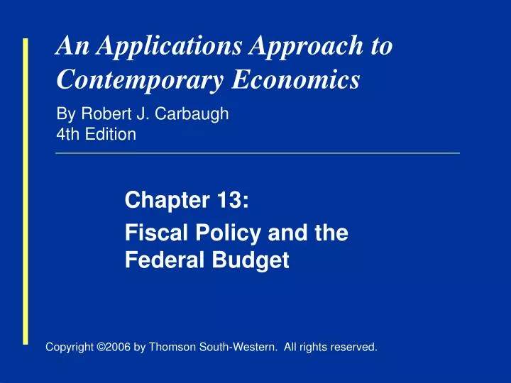 an applications approach to contemporary economics by robert j carbaugh 4th edition